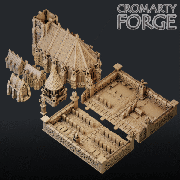 Scenery 10mm: Church and Graveyard (for Resin Printing) - Image 3