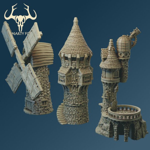 Scenery 10mm: Towers set designed for resin printing