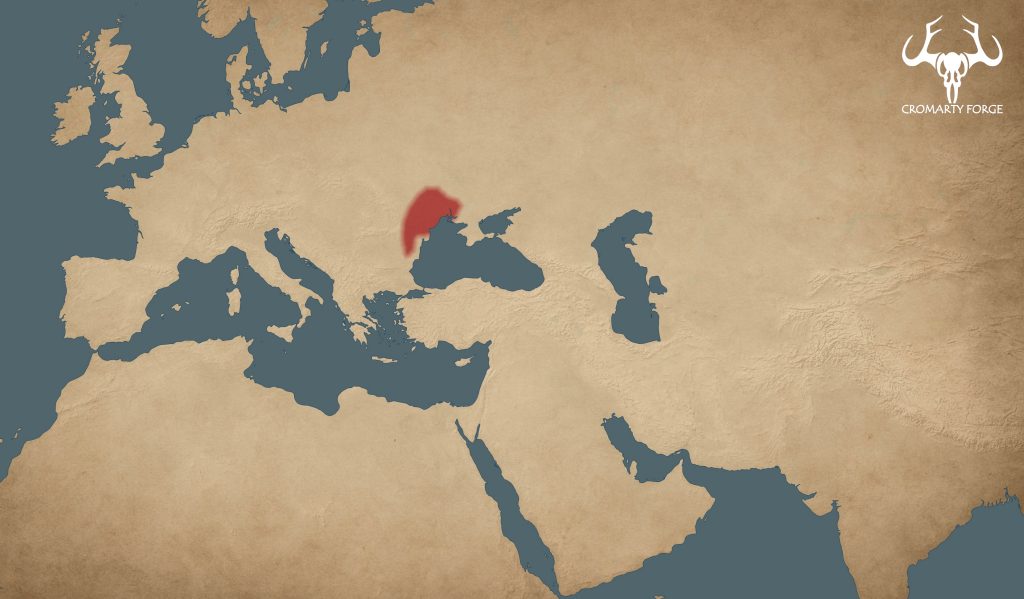 Rough illustration of the home territory of the Goths