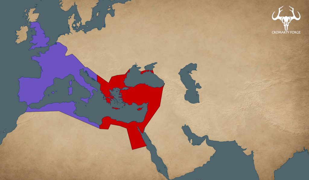 Rough extent of the late imperial Roman Empire 405CE